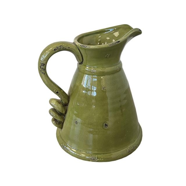 (23180313)PITCHER-Sage Green w|Curled Bottom Handle