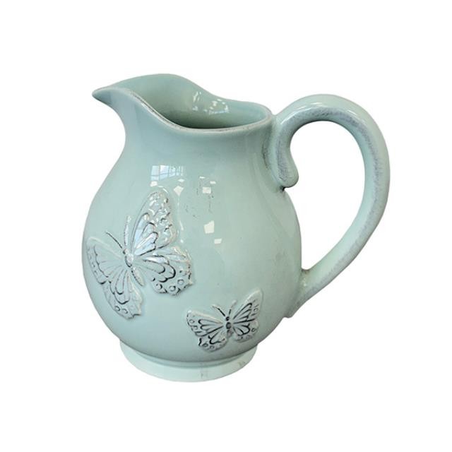 (23180314)PITCHER-Pale Blue w|Raised Butterflies