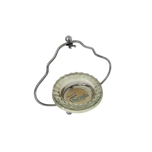 (52020070)ASHTRAY-MCM Glass Ashtray w|Silver Caddy