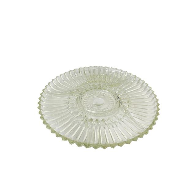 (25677092)DECORATIVE TRAY-Cut Glass Ribbed Serving Tray w|Dividers