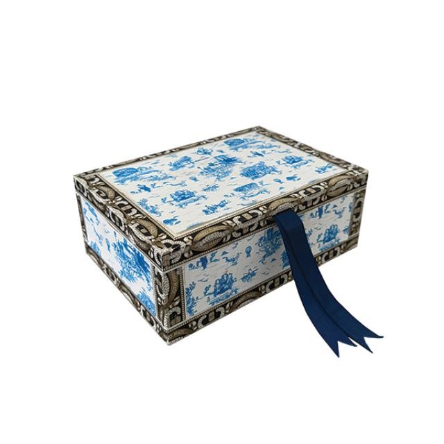 (52410686)BOX w|LID-Blue & White Chinoiserie Pattern w|Brooklyn Inspiration