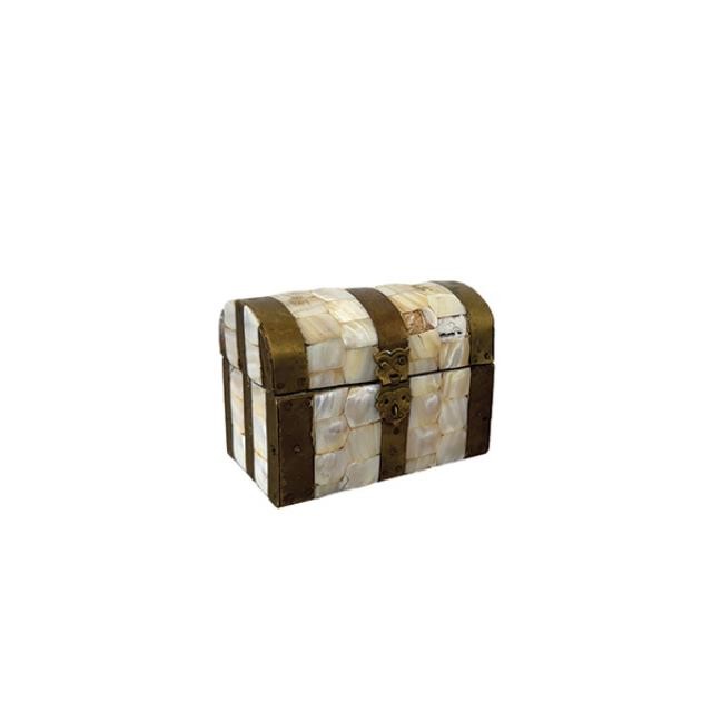 (52410687)BOX-Small Ivory Chest w|Brass Hardware