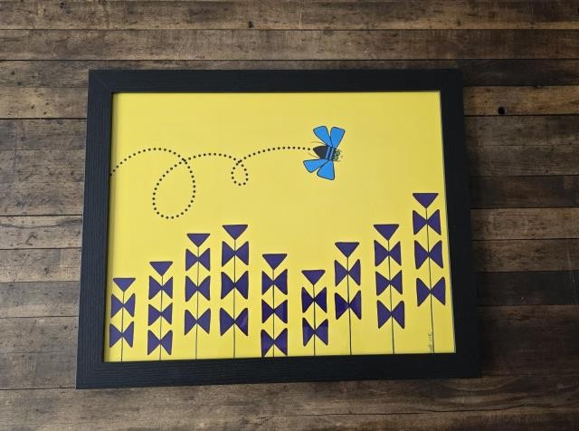 Framed Poster-Lavender Beeline Yellow |Black Frame