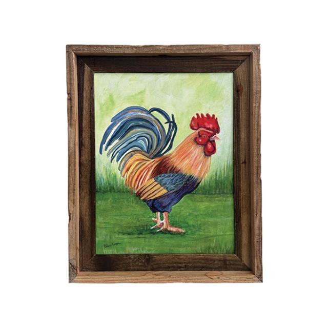 (85210789)FRAMED PAINTING-RAF Rooster in Natural Wood Frame