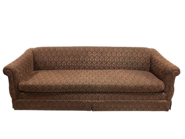 (40010364)SOFA-Brown Upholstered Sofa w|Skirt