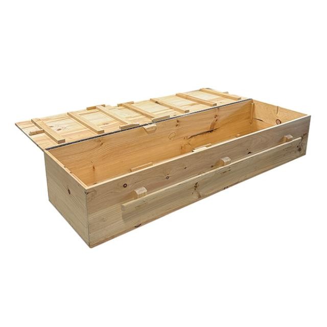 (48070063)COFFIN-Unfinished Flat Top Pine Coffin
