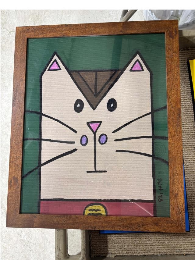 (8521PJ60)Martini Nose Cat |Gucci Colors | Brown Wood Frame