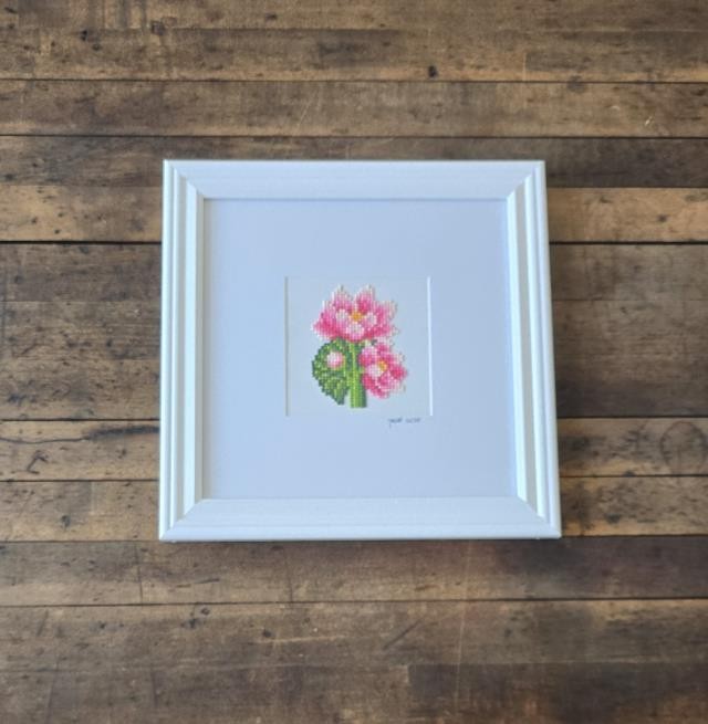 (8521PJ63)Pink Lotus in White Museum Frame
