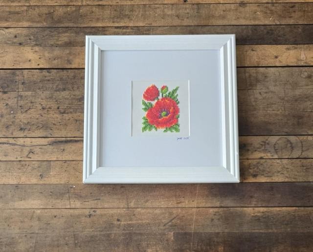 (8521PJ65)Poppy in White Museum Frame