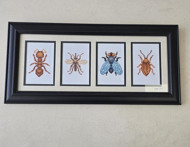 (8521PJ76) 4 Insects |Black Decorative Frame