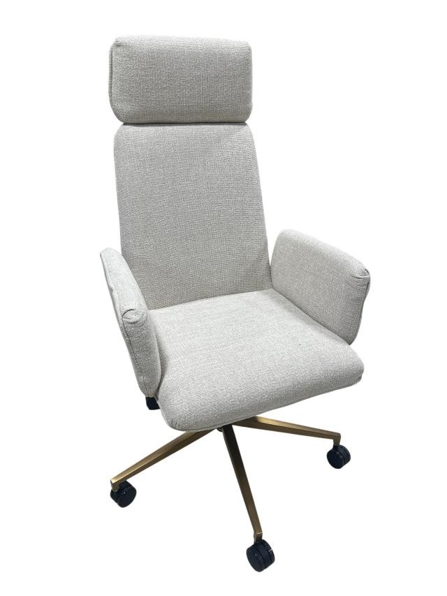 OFFICE CHAIR-Upholstered Cream Swivel