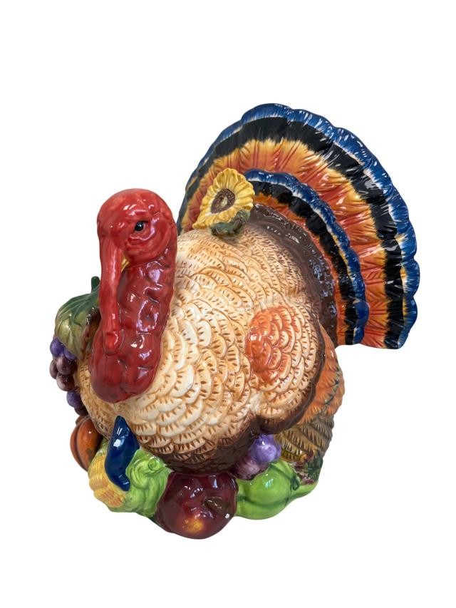 Ceramic Thanksgiving Turkey W/ Harvest Bounty
