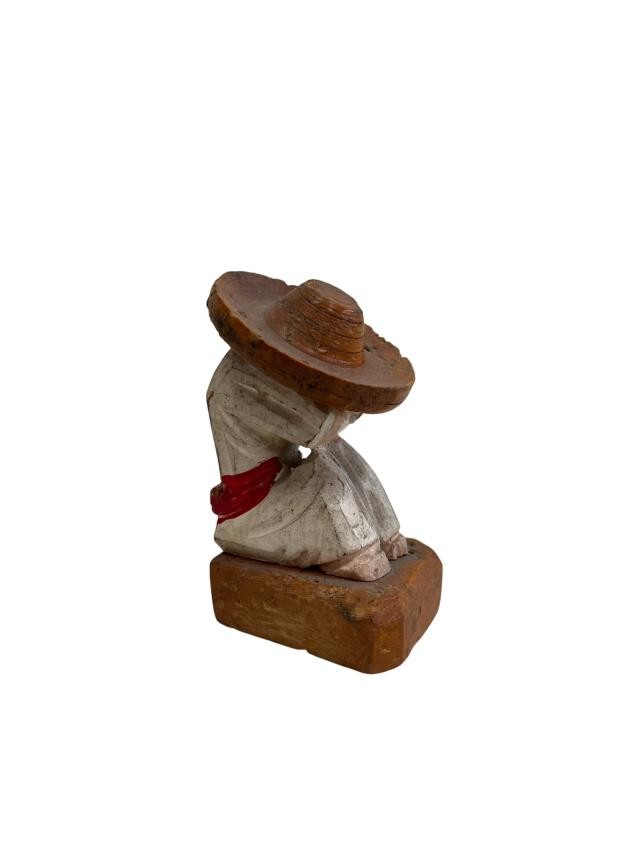 FIGURINE-Mexican Carved Wood Resting Man 3"