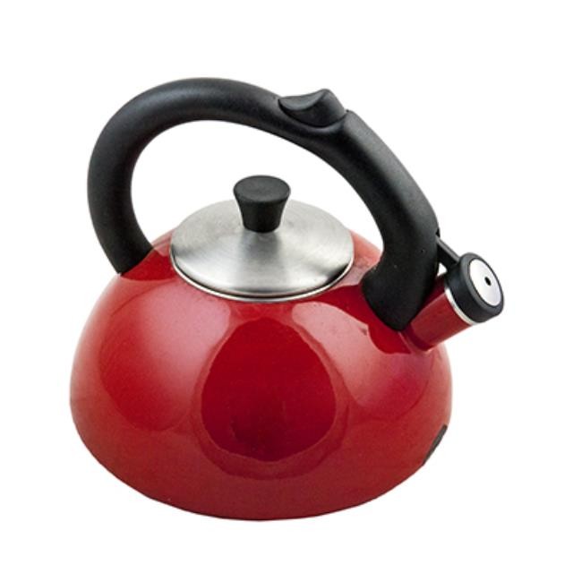 TEA POT - RED ENAMEL - W/LID